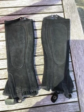 Perris Riding CL Tall Stitchers Black Equestrian Leather Half Chaps