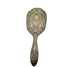Antique Vintage Victorian Silver Plated Vanity Hairbrush Embossed Floral 8"