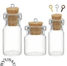 TINY BOTTLE GLASS VIAL CORK AMULET CHARM WICCA POTION MEMORY FLOATING CHARM 10pk