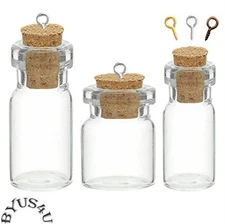 TINY BOTTLE GLASS VIAL CORK AMULET CHARM WICCA POTION MEMORY FLOATING CHARM 10pk