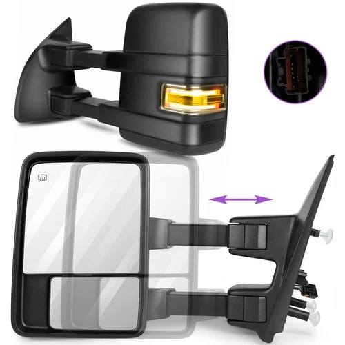 Power Heated Signal Puddle Light Tow Mirrors For 2004-2014 Ford F150 F-150 Pair
