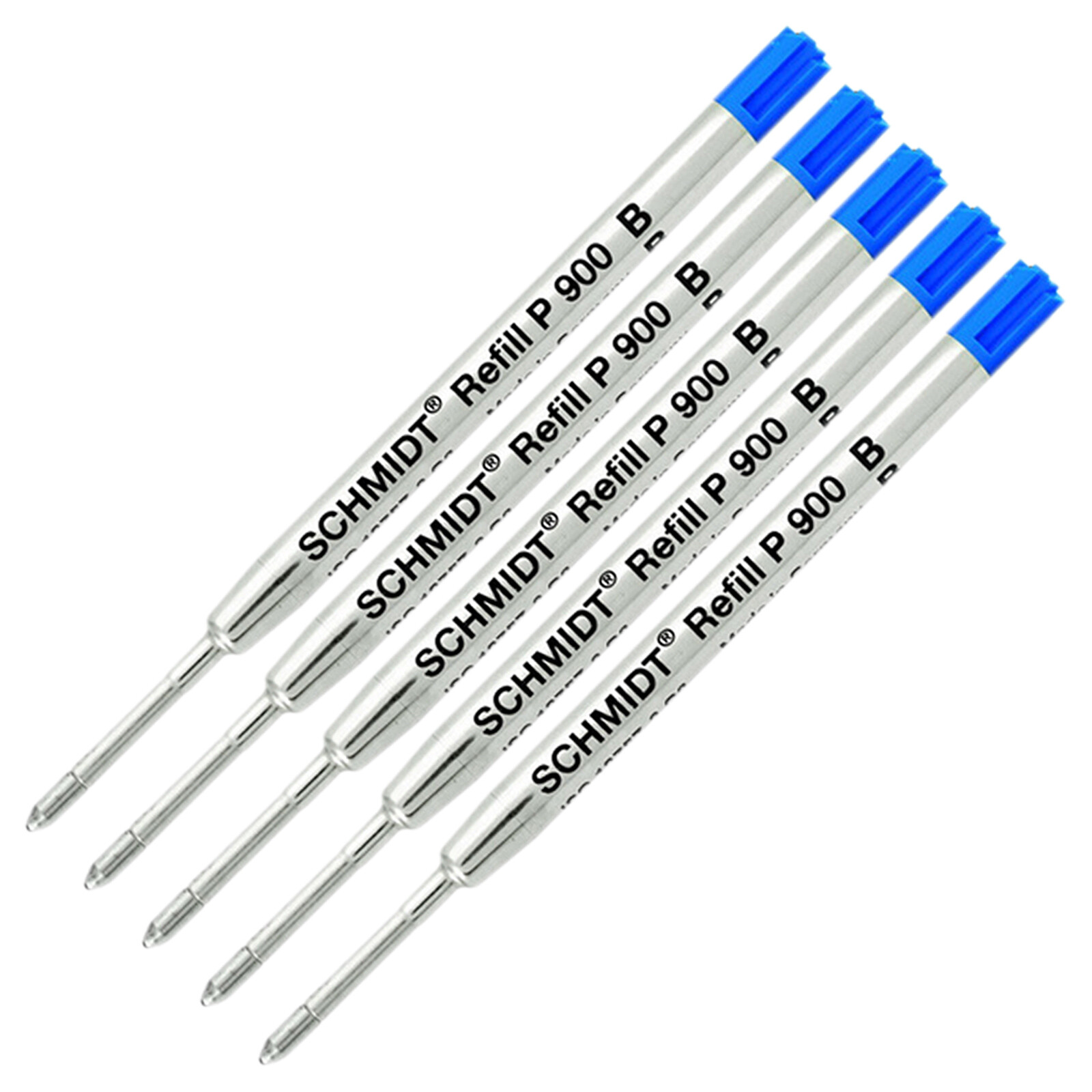 5X Schmidt P900 B Parker Style Ballpoint Pen Refill, Blue Broad Point Tip