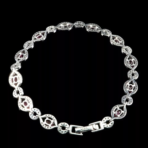 Silver Bracelet Ruby Genuine Natural Mined Gems Solid Sterling 7 1/4 Inch - Picture 18 of 24