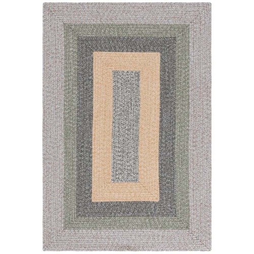 Safavieh Braided 5'-0" x 5'-0" Round Hand Woven Rug in Gray / Green - Picture 2 of 7