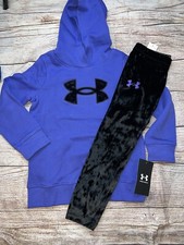 Under Armour Girls Purple Hoodie Velour Leggings Outfit Set NEW