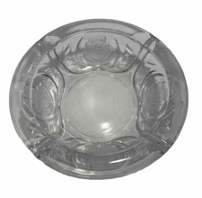 Vintage KIG Indonesia Heavy Glass Clear 6” Ashtray w/Frosted Roses