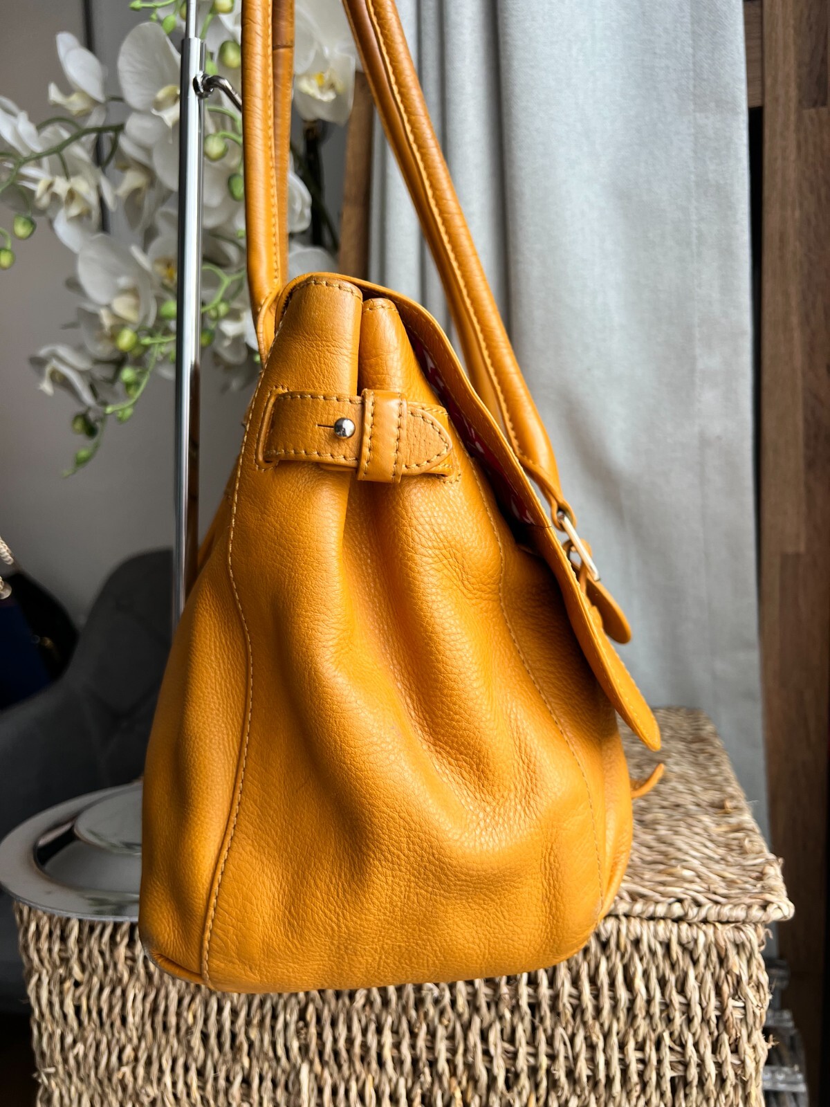 Radley Grosvenor Mustard Yellow Tan Large Shoulder Bag Handbag with Pink Lining eBay