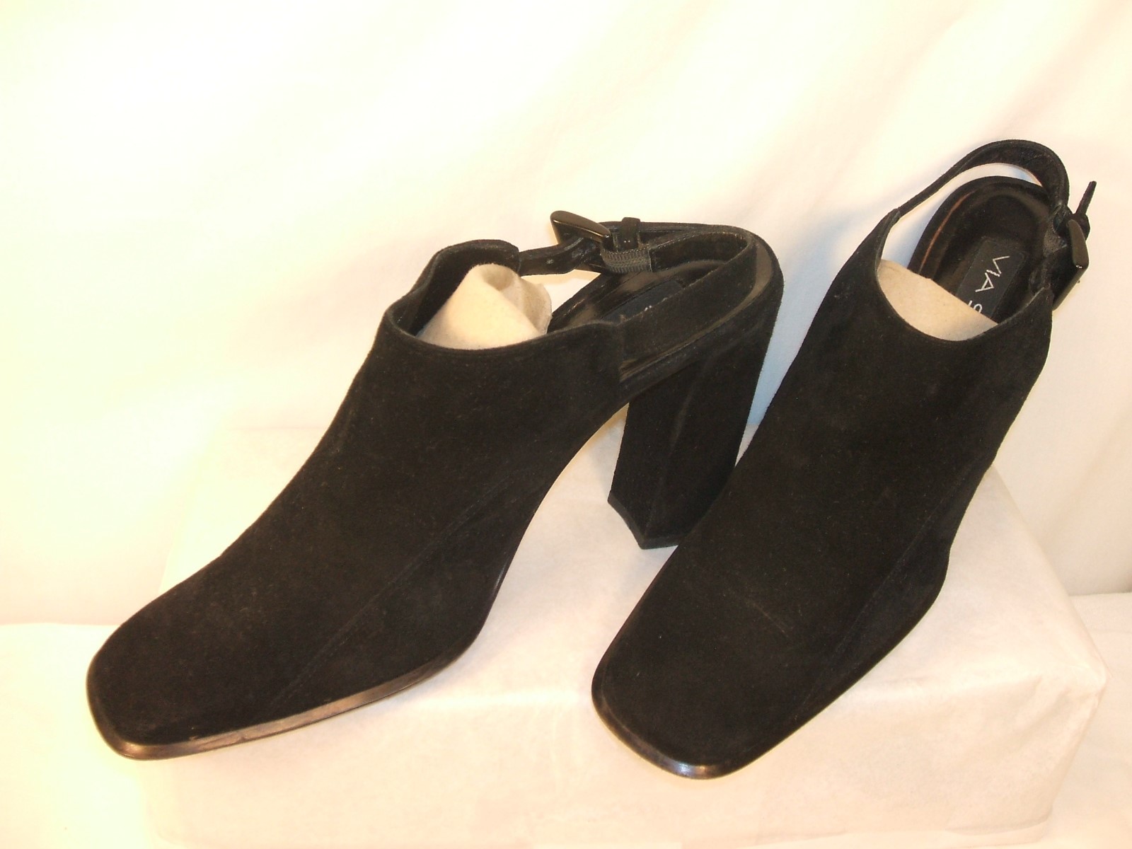 Via puntera Spiga Negro de cuero de gamuza puntera Via cuadrada Charol diapositivas mulas Tacones Talla 9 N 06feef Via puntera Spiga Negro de cuero de gamuza puntera Via cuadrada Charol diapositivas mulas Tacones Talla 9 N 06feef