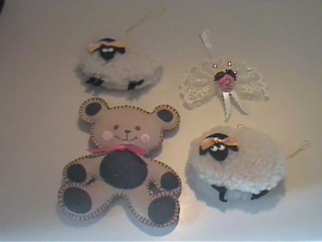 FOUR VINTAGE 1960'S HAND MADE CHRISTMAS ORNAMENTS