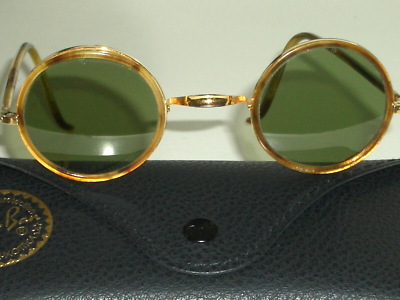 Vintage Ray-Ban Round Metal Sunglasses Gold Tortoise Green Lenses w/ Case Ray-Ban Sunglasses RB3447 Round Metal Gold Frame Green  main image 2