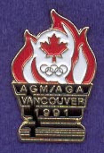 HTF Vancouver Canada 1991 AGM Meeting National Olympic Committee NOC Lapel Pin