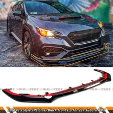 For 22-25 Subaru WRX VB JDM V2 S Style Gloss Black Front Bumper Lip Splitter Kit