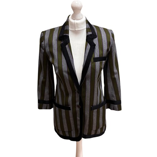 Paul Smith, Paul Smith Striped Blazer Wool Blend Green Grey UK S Vintage