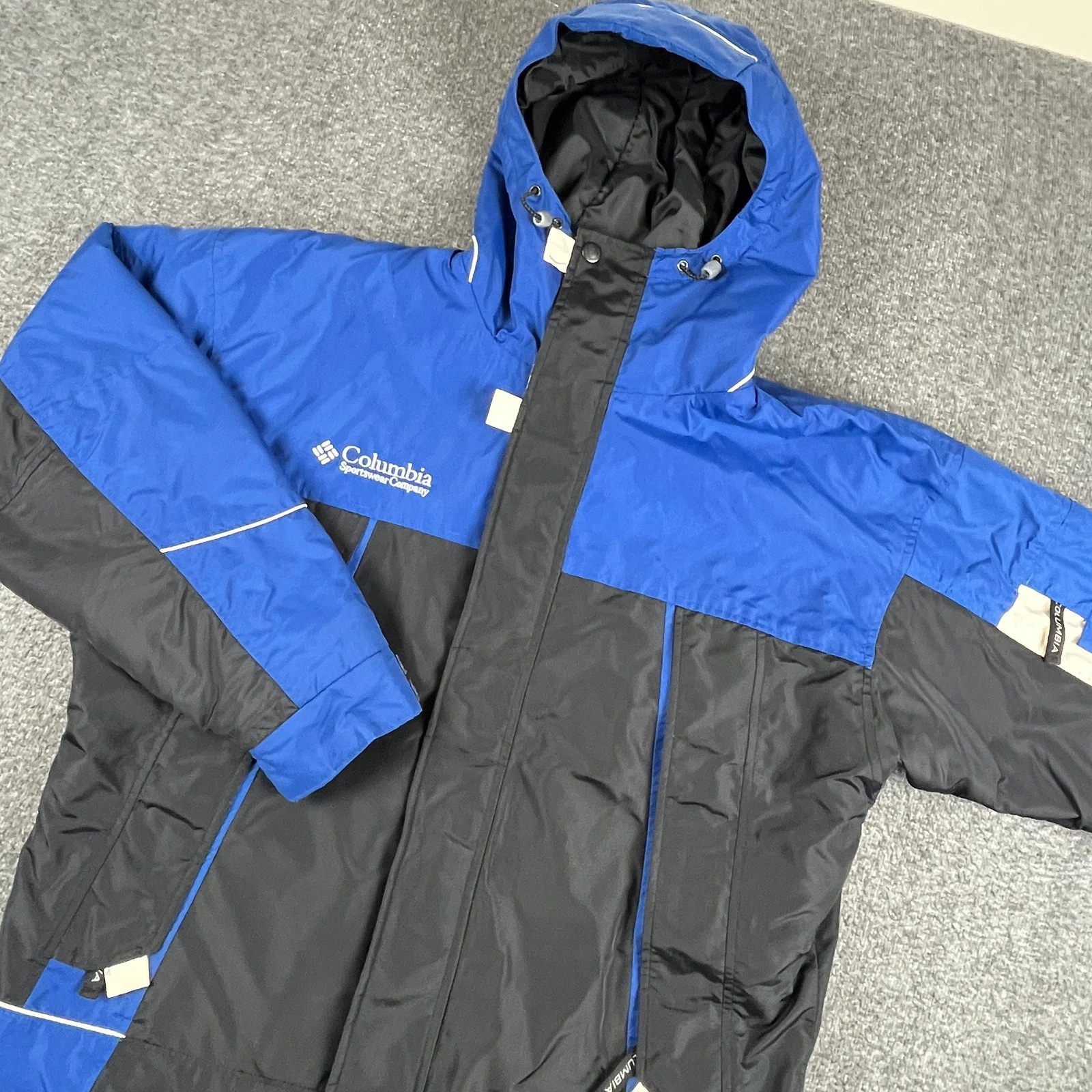 Columbia Sportswear Jacket Mens Large Blue Black Hooded Insulated Ski Parka