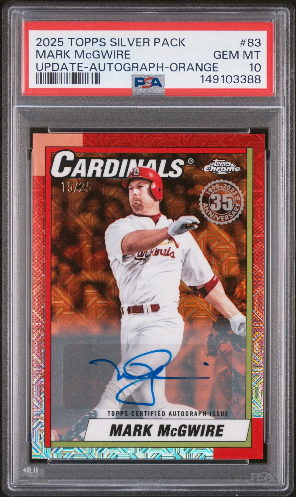 2025 TOPPS UPDATE SILVER PACK 1990 CHROME PROMO #83 MARK MCGWIRE 15/25 PSA 10 view 1