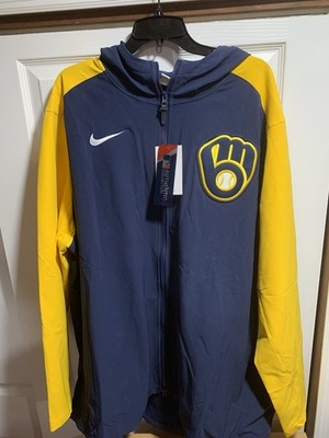 ジャケット・アウター NIKE MLB BREWERS TEAM nylonpullover Nike MLB Authentic Collection Milwaukee Brewers Full Zip Dugout