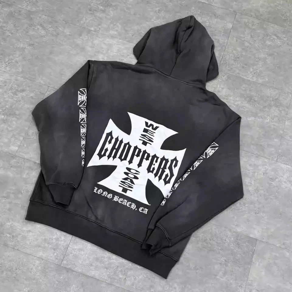Chaqueta con Cremallera West Coast Choppers Iron Cross - Retro Estilo Americano 25SS Foto 2 de 4