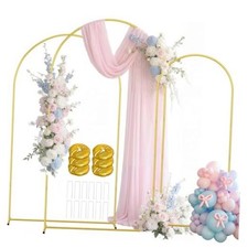 Metal Arch Backdrop Stand Set of 3 Wedding Arch Frame 7.2FT/6.6FT/6Ft Gold
