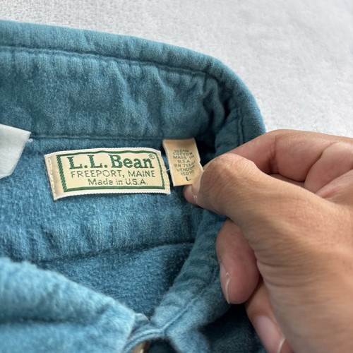 Vintage L.L. Bean Mens L Chamois Cloth Blue Shirt Button Up Pockets Made in USA - Picture 3 of 8