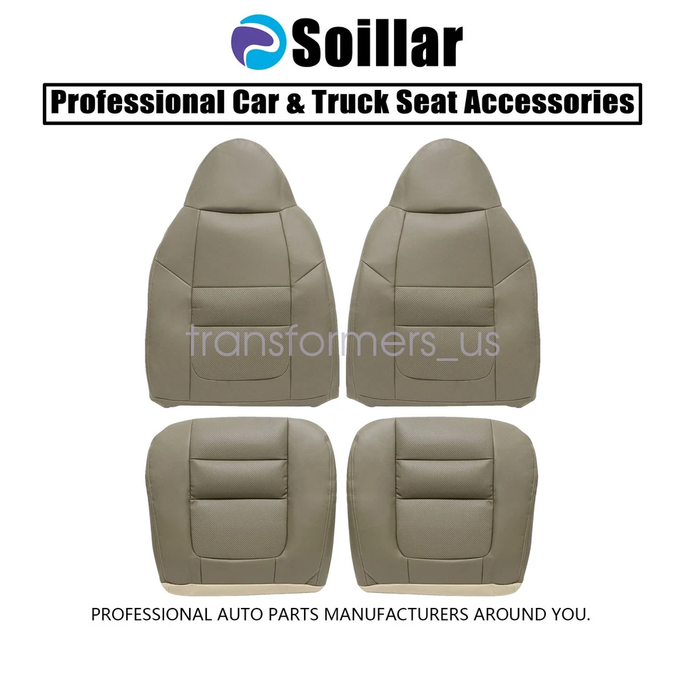 Cubierta de asiento inferior y superior de cuero tostado para conductor y pasajero Ford F250 F350 2001 Foto 2 de 4