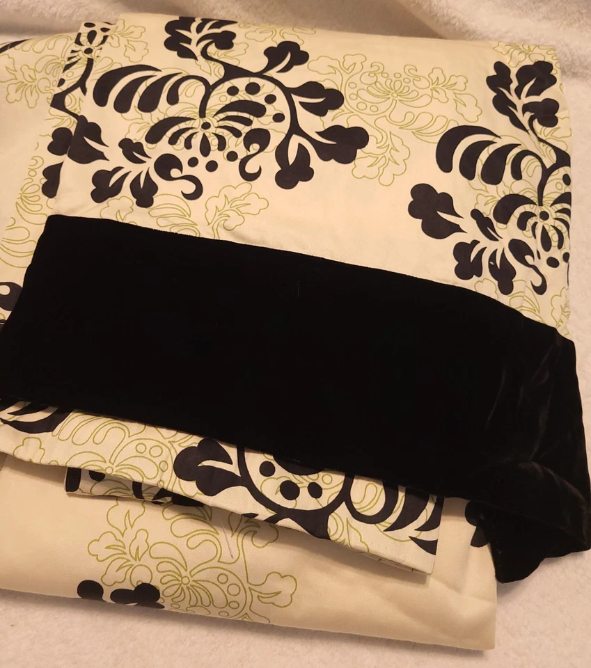 CoCaLo Couture Juego de Cortina Cortina Ventana Guardería Crema Negro Terciopelo Floral 42x84 Foto 4 de 4