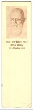 Zakładka Otto Mory Księgarnia dworska na 70 lat, grafika na odwrocie autorstwa Küs 