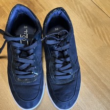 Tamaris Damen Schuh blau Wildleder Low Top Le...
