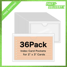 36 Pack 2x3 Inch Clear Adhesive Index Card Holders Label Pockets Organizing