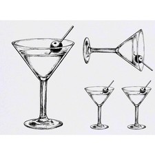 4 x 'Cocktail Glass with Olive' Temporary Tattoos / Transfers TO00081208 