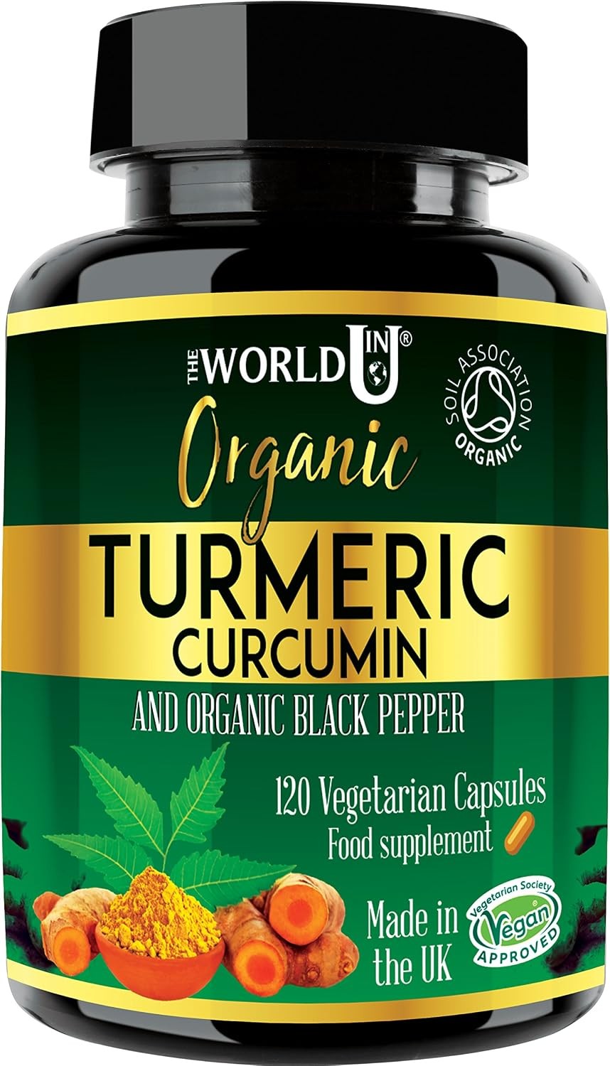 Organic Turmeric Curcumin & Black Pepper Capsules 120 Veg Caps - Image 2