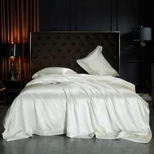 25 Momme Mulberry Silk Duvet Cover Queen Size, 3 PCS Set Top Grade Luxury Mulber