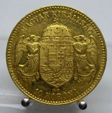 SELTEN! 10  Kronen 1910 KB, Franz Joseph, Kremnitz, Gold .900