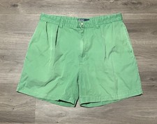 Vtg Polo Ralph Lauren Andrew Shorts Mens 34 36 Tag Green Pleated Chino Cotton