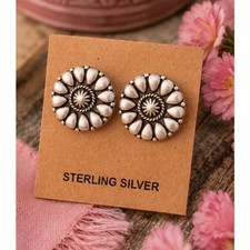Sterling Silver Concho Design Southwestern Post Earings