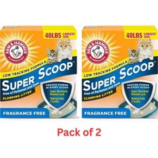 2 pack ARM & HAMMER Super Scoop Fragrance Free Clumping Clay Cat Litter, 40 lb 0.52 per pound