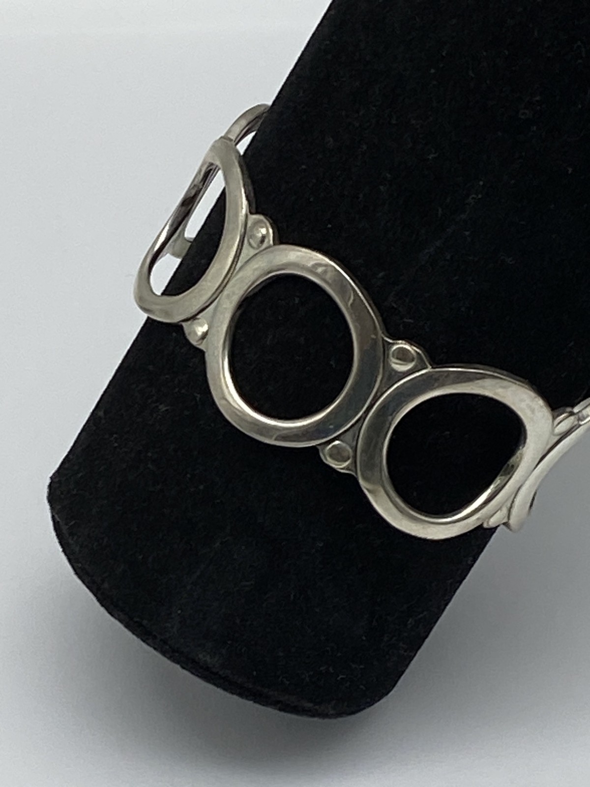 Sterling Silver Open Link Circle Cuff Bracelet 26… - image 1