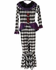 InSpirit Girls XL Harlequin Clown Costume Black White Diamond Halloween Youth