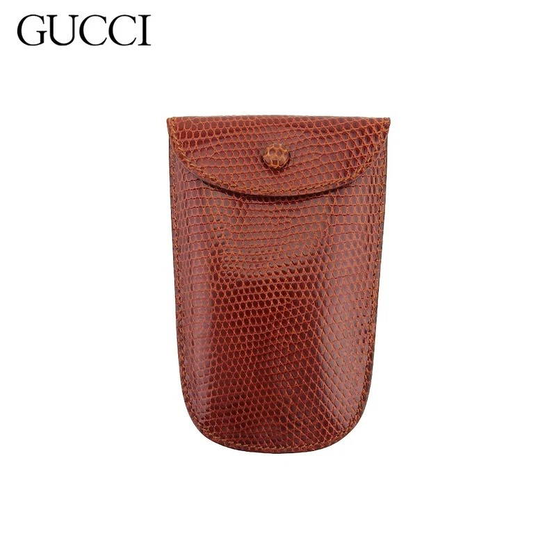 Étui à monnaie Gucci printemps petits accessoires femme homme vieux lézard marron doré Lea