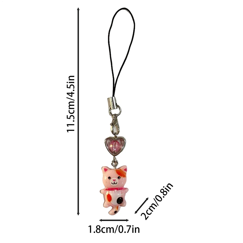 Kitten Phone Chain Bag Wrist Strap Cat Charm Kawaii Keychain Key Purse Pendant - Image 4 of 4