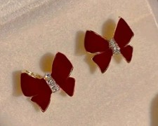 christmas earrings bow fashion jewelry NEW Free Shipping 0.7 inch