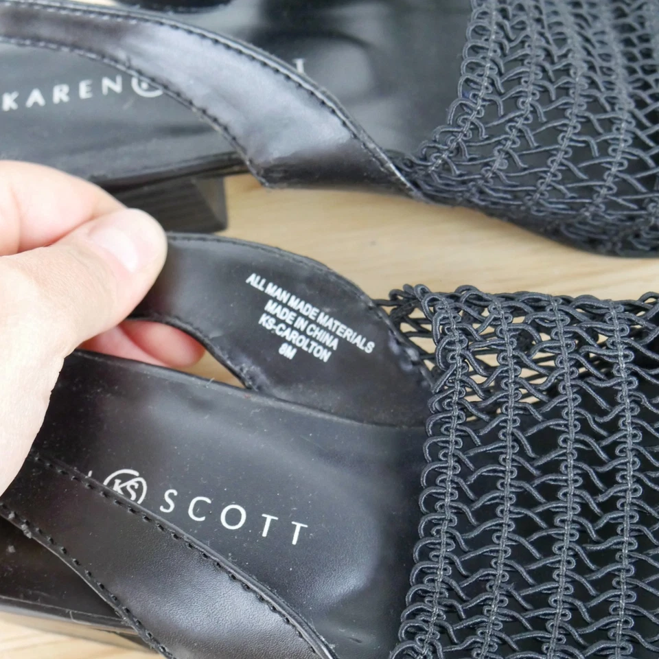 Zapatos De Colección Talla 8 Tacones Eslinga Malla Tejida Y2K Día Tacón Pescador Mínimo Foto 3 de 4