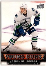 Jordan Schroeder 2013-14 Upper Deck Young Guns Rookie #495 Vancouver Canucks