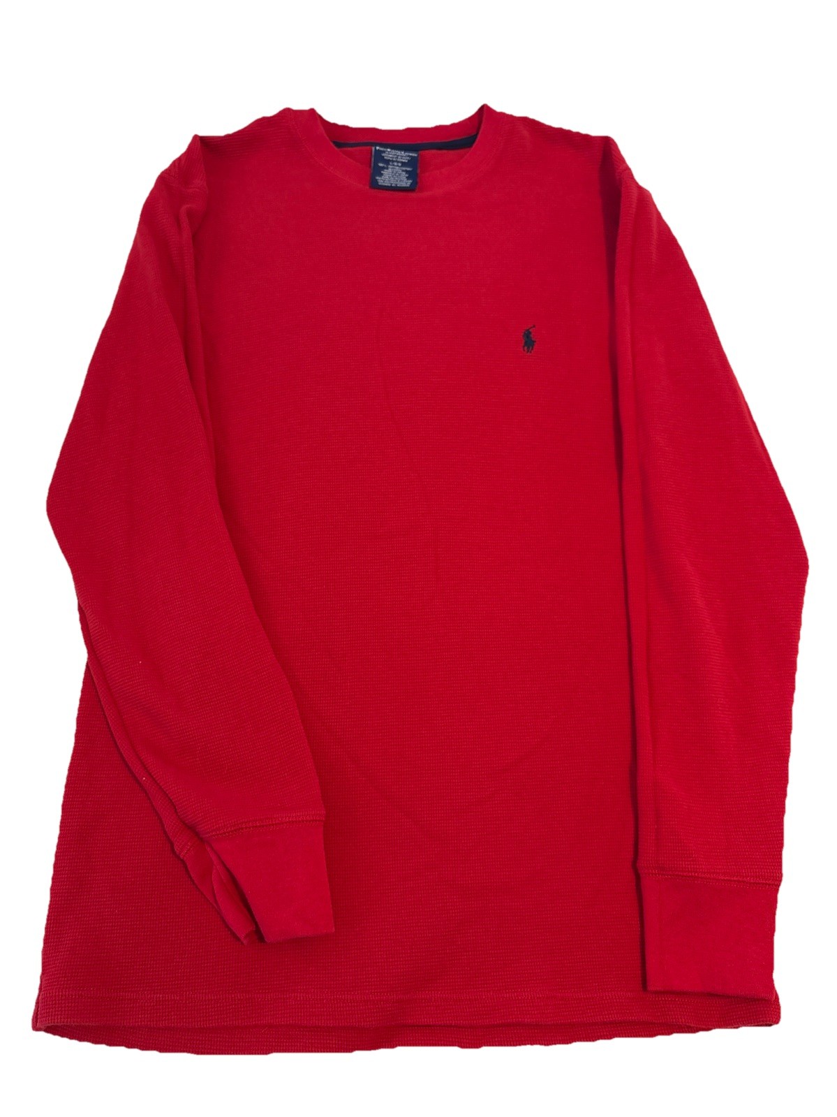 Polo Ralph Lauren Shirt Mens Large Red Waffle Thermal Sleepwear Long Sleeve #701