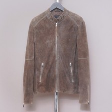 ALL SAINTS Suede Leather Jacket Mens LARGE Biker Bomber Celebrity Grail GRANTHAM