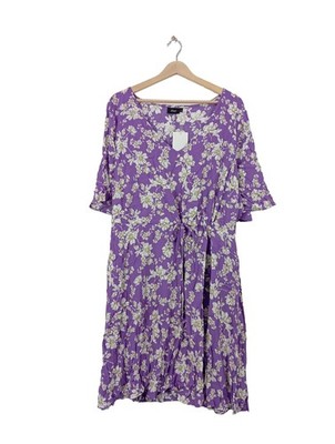 ZIZZI Kurzarmkleid Damen Kleid Gr. DE 40 lila-weiß Casual-Look