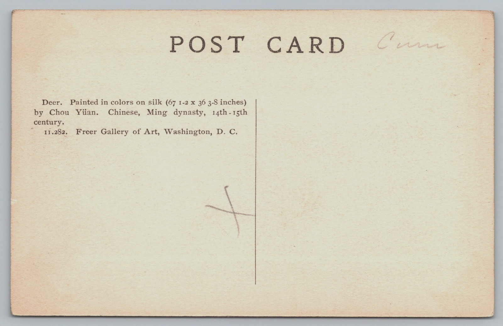 Vintage Postcard, Freer Gallery of Art, Washington D.C., Deer