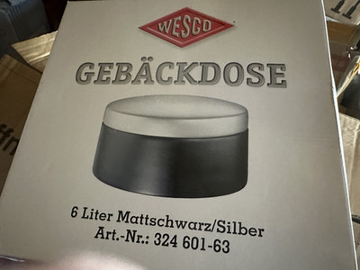 WESCO GEBÄCKDOSE COOKIE BOX NEU OVP MATTSCHWARZ SILBER  METALL