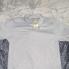 Nike Dri-FIT Golf Polo Shirt XL Gray White Striped Moisture Wicking DH0829-077