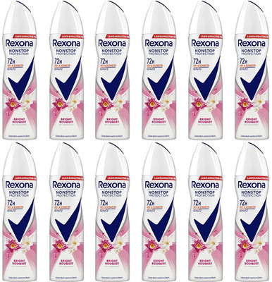 12x Rexona Nonstop Protection Deospray Bright Bouquet mit 72H Schutz, 150ml