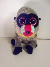 Ty Beanie Boos Wasabi The Baboon Big Pink Glitter Eyes Medium 9" NO TAG!